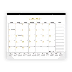 Blueline® Gold Collection Monthly Desk Pad Calendar, 22 x 17, White Sheets, Black Headband, Clear Corners, 12-Month (Jan to Dec): 2024