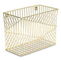 U Brands Vena Hanging File Basket, Letter Size, 6.85" Long, Gold
