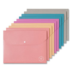 U Brands U-Eco Document Holder, 0.59" Expansion, 1 Section, Snap Button Closure, Letter Size, Assorted Colors, 10/Pack