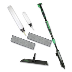 Unger® Excella Floor Cleaning Kit, 20" Gray Microfiber Head, 48" to 65" Black/Green Handle