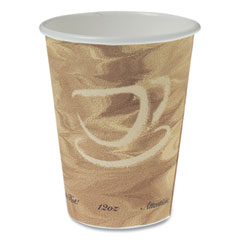 SOLO® Mistique Polycoated Hot Paper Cups, 12 oz, Printed, Brown, 50/Sleeve, 20 Sleeves/Carton
