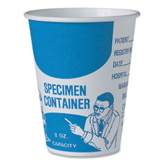 SOLO® Paper Specimen Cups, 8 oz, Blue/White, 50/Sleeve, 20 Sleeves/Carton