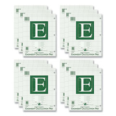 Engineer Pad, (0.5" Margins), Quad Rule (5 sq/in, 1 sq/in), 200 Light Green 8.5 x 11 Sheets/Pad, 12/Carton