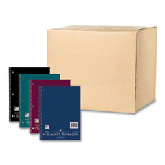 Subject Wirebound Notebook, 1-Subject, Medium/College Rule, Assorted Cover, (70) 10.5 x 8 Sheets, 24/Carton