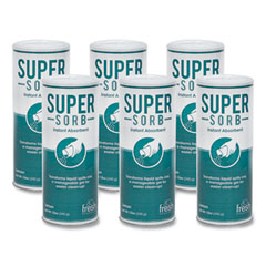 Fresh Products Super-Sorb Liquid Spill Absorbent, Lemon Scent, 720 oz Absorbing Volume, 12 oz Shaker Can, 6/Box