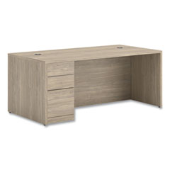 HON® 10500 Series Single Full-Height Pedestal Desk, Left: Box/Box/File, 72" x 36" x 29.5", Kingswood Walnut