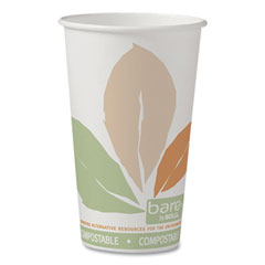 SOLO® Bare Eco-Forward PLA Paper Hot Cups, 16 oz, Leaf Design, White/Green/Orange, 1,000/Carton