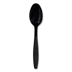 SOLO® Guildware Extra Heavyweight Plastic Cutlery, Teaspoons, Black, 1,000/Carton