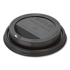 SOLO® Traveler Cappuccino Style Dome Lid, Fits 10 oz to 24 oz Cups, Black, 100/Sleeve, 10 Sleeves/Carton