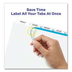 Avery® Print and Apply Index Maker Clear Label Dividers, Extra Wide Tab, 5-Tab, White Tabs, 11.25 x 9.25, White, 1 Set