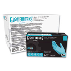 GloveWorks® by AMMEX® Industrial Nitrile Gloves, Powder-Free, 5 mil, Small, Blue, 100 Gloves/Box, 10 Boxes/Carton