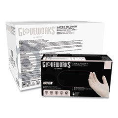 GloveWorks® by AMMEX® Latex Disposable Gloves, Powder-Free, 4 mil, X-Large, Ivory, 100 Gloves/Box, 10 Boxes/Carton