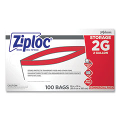 Ziploc® Double Zipper Storage Bags, 2 gal, 1.75 mil, 15" x 13", Clear, 100/Carton