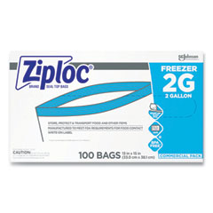 Ziploc® Double Zipper Freezer Bags, 2 gal, 2.7 mil, 13" x 15.5", Clear, 100/Carton