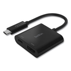 Belkin® USB-C to HDMI + Charge Adapter, HDMI/USB-C(F)/USB-C(M), 2.53", Black