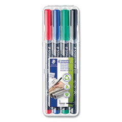 Staedtler® Lumocolor Permanent Marker Pen, Porous Point, Extra-Fine, 0.4 mm, Assorted Ink Colors/Barrel, 4/Pack