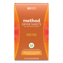 Method® Dryer Sheets, Ginger Mango, 80/Box, 6 Boxes/Carton
