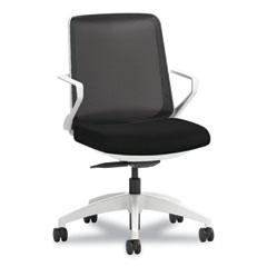 HON® Cliq Office Chair, Supports Up to 300 lb, 17" to 22" Seat Height, Black Seat/Back, White Base, Ships in 7-10 Business Days