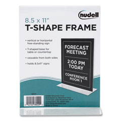 NuDell™ Clear Plastic T-Shaped Countertop Sign Holder, Two-Sided, Bottom-Load, Horizontal/Vertical Orientation, 8.5 x 11 Insert