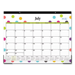 Blue Sky® Teacher Dots Academic Desk Pad, 22 x 17, Black Binding, Clear Corners, 12-Month (July to June): 2023 to 2024