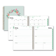Blue Sky® Laurel Weekly/Monthly Planner, Laurel Floral Artwork, 9 x 7, Green/Pink/Orange Cover, 12-Month (Jan to Dec): 2024
