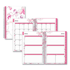 Blue Sky® Breast Cancer Awareness Create-Your-Own Cover Weekly/Monthly Planner, Orchid Artwork, Pink/White, 12-Month (Jan to Dec): 2024