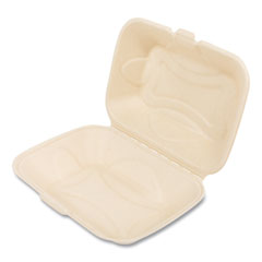 Boardwalk® Bagasse PFAS-Free Food Containers, Hoagie/Hinged Lid, 1-Compartment, 6 x 3 x 9, Tan, Bamboo/Sugarcane, 250/Carton
