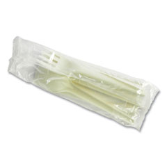 Vegware™ Cutlery Kits, Fork/Knife/Spoon/Napkin, White, 250/Carton