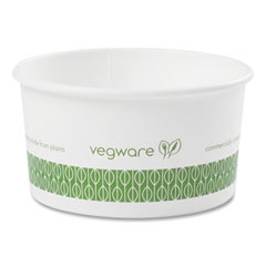 Vegware™ Soup Containers, 6 oz, 3.5" Diameter x 1.7"h, Green/White, Paper, 1,000/Carton