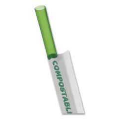 Eco-Products® Wrapped Straw, 7.75", Green, Plastic, 9,600/Carton