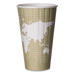 Eco-Products® World Art Renewable and Compostable Insulated Hot Cups, PLA, 16 oz, 40/Packs, 15 Packs/Carton