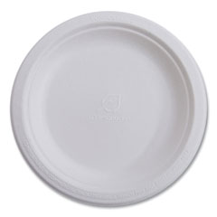 Eco-Products® Renewable Sugarcane Plates, 10" dia, Natural White, 500/Carton