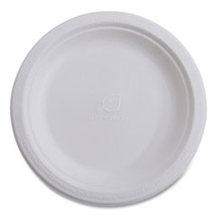 Eco-Products® Renewable Sugarcane Dinnerware, Plate, 10" dia, Natural White, 50/Pack