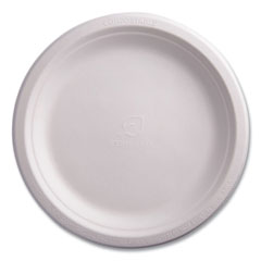 Eco-Products® Renewable Sugarcane Plates, 9" dia, Natural White, 50/Packs