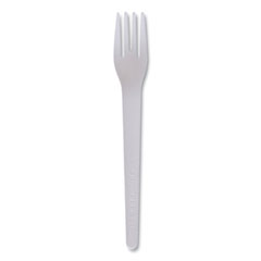 Eco-Products® Plantware Compostable Cutlery, Fork, 6", Pearl White, 50/Pack, 20 Pack/Carton