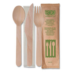 Eco-Products® Wood Cutlery, Fork/Knife/Spoon/Napkin, Natural, 500/Carton