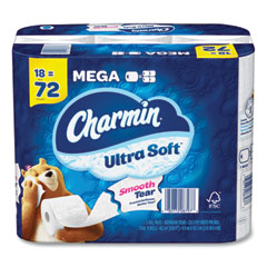 Charmin® Ultra Soft Bathroom Tissue, Mega Roll, Septic Safe, 2-Ply, White, 224 Sheets/Roll, 18 Rolls/Carton