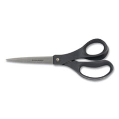 Fiskars® Everyday Scissors, 8" Long, 3.25" Cut Length, Black Straight Handle