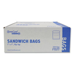 AmerCareRoyal® Flip Top Bag, 7" x 7", Clear, 2,000/Carton