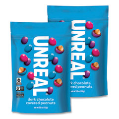UNREAL® Dark Chocolate Peanut Gems, Chocolate Peanut, 5 oz Bag, 2/Carton, Ships in 1-3 Business Days