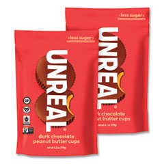 UNREAL® Dark Chocolate Peanut Butter Cups, 4.2 oz Bag, 2/Carton, Ships in 1-3 Business Days