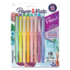 Paper Mate® Flair Scented Felt Tip Porous Point Pen, Nature Escape Scents, Medium 0.7 mm, Assorted Ink and Barrel Colors, 16/Pack