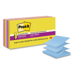 Post-it® Pop-up Notes Super Sticky Pop-up Notes Summer Joy Collection Colors, 3" x 3", Assorted Colors, 90 Sheets/Pad, 10 Pads/Pack