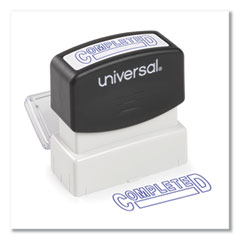 Universal® Message Stamp, COMPLETED, Pre-Inked One-Color, Blue Ink