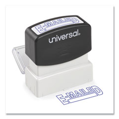 Universal® Message Stamp, E-MAILED, Pre-Inked One-Color, Blue