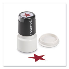 Universal® Round Message Stamp, STAR, Pre-Inked/Re-Inkable, Red