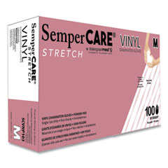 SemperCare® Stretch Vinyl Examination Gloves, Cream, Medium, 100/Box