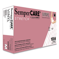 Stretch Vinyl Examination Gloves, Cream, Medium, 100/Box, 10 Boxes/Carton