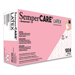 SemperCare® Latex Examination Gloves, Cream, Medium, 100/Box, 10 Boxes/Carton