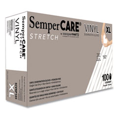 SemperCare® Stretch Vinyl Examination Gloves, Cream, X-Large, 100/Box, 10 Boxes/Carton